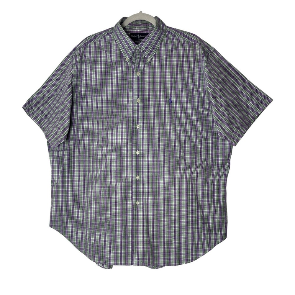 Polo Ralph Lauren 2XL Men's Classic-Fit Oxford Shirt Short Sleeve Plaid Career
